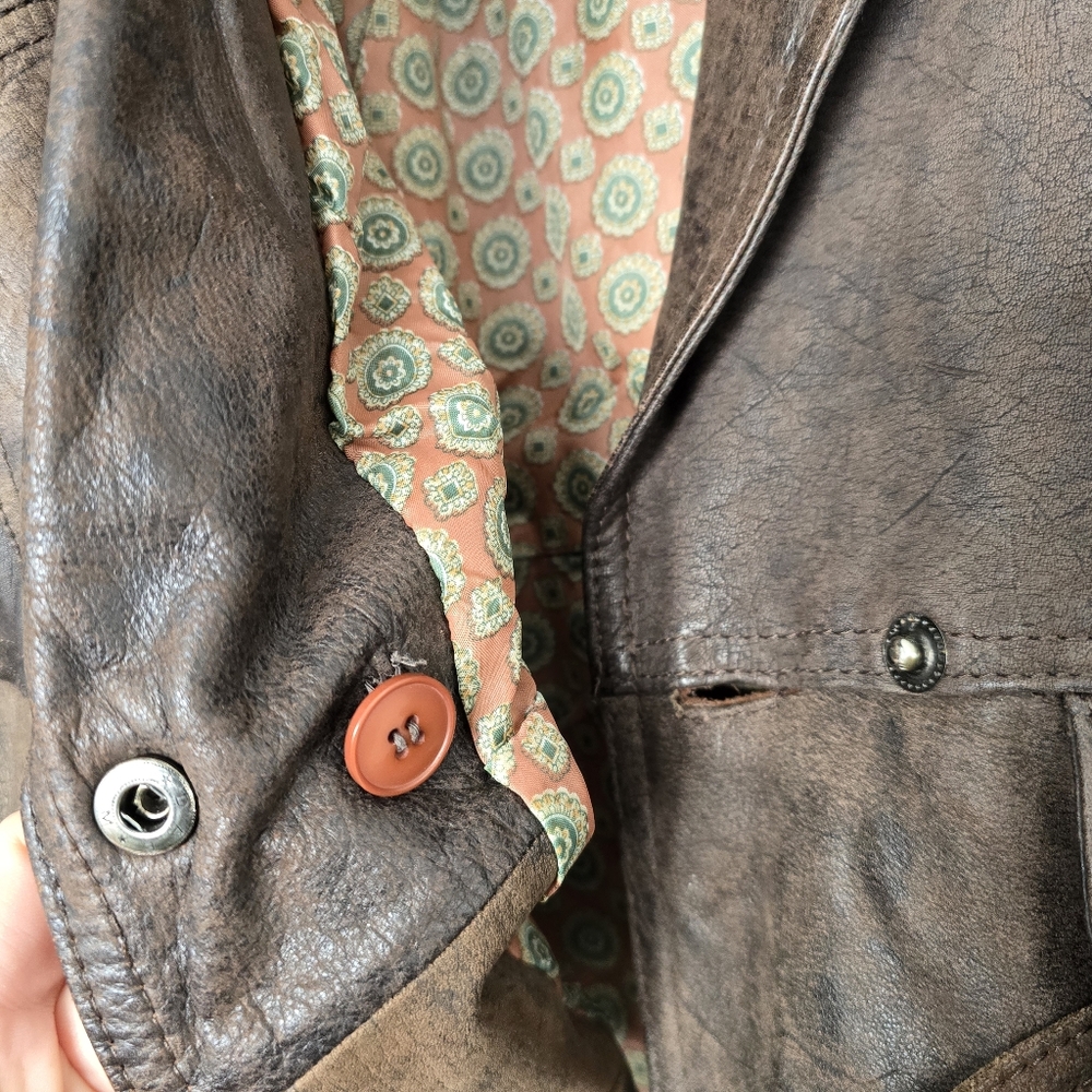 Winlit Vintage Leather Jacket Brown Cropped 80s Style Genuine Made in Korea M - Picture 13 of 17